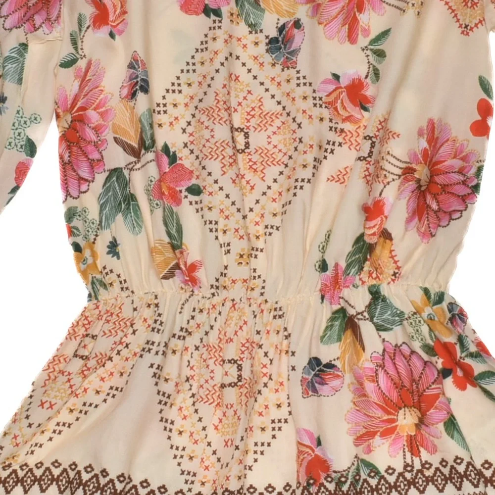 Colorful Floral Top with Gathered Waist - Picture 4 of 4
